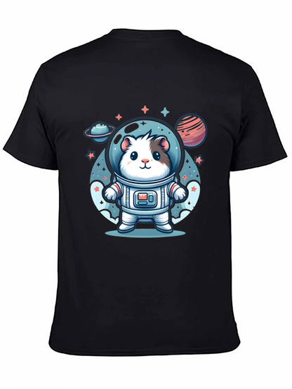Camiseta Negra con Diseño Astronauta Hamster Espacial
