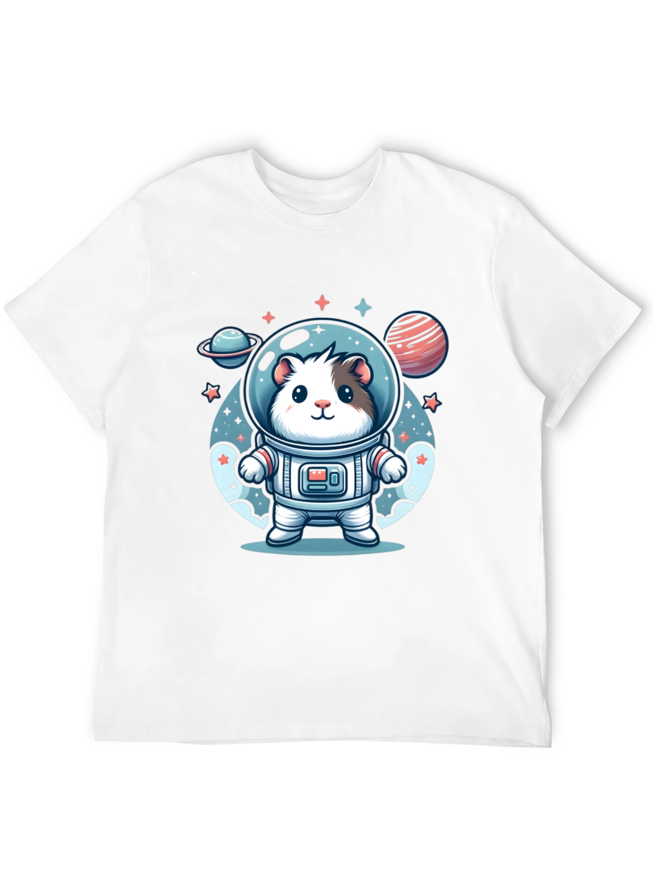 Camiseta Negra con Diseño Astronauta Hamster Espacial