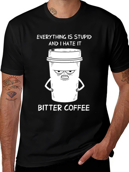 Camiseta Negra: Café Amargo y Humor Ácido