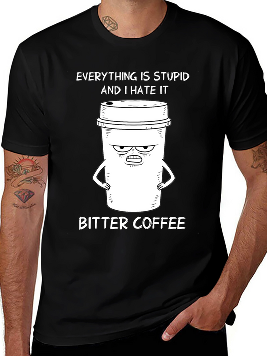 Camiseta Negra: Café Amargo y Humor Ácido
