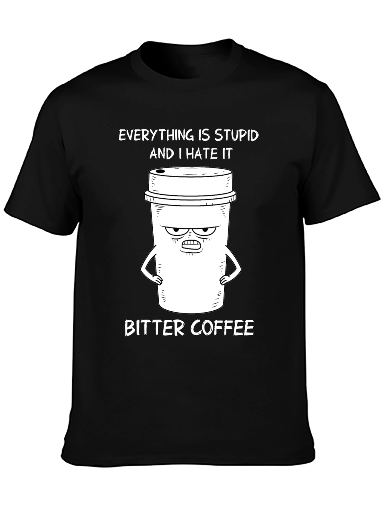 Camiseta Negra: Café Amargo y Humor Ácido