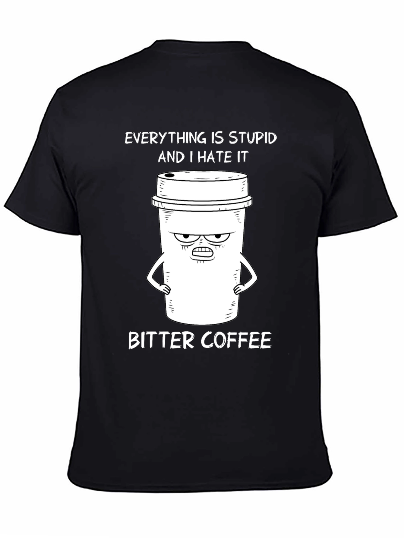 Camiseta Negra: Café Amargo y Humor Ácido