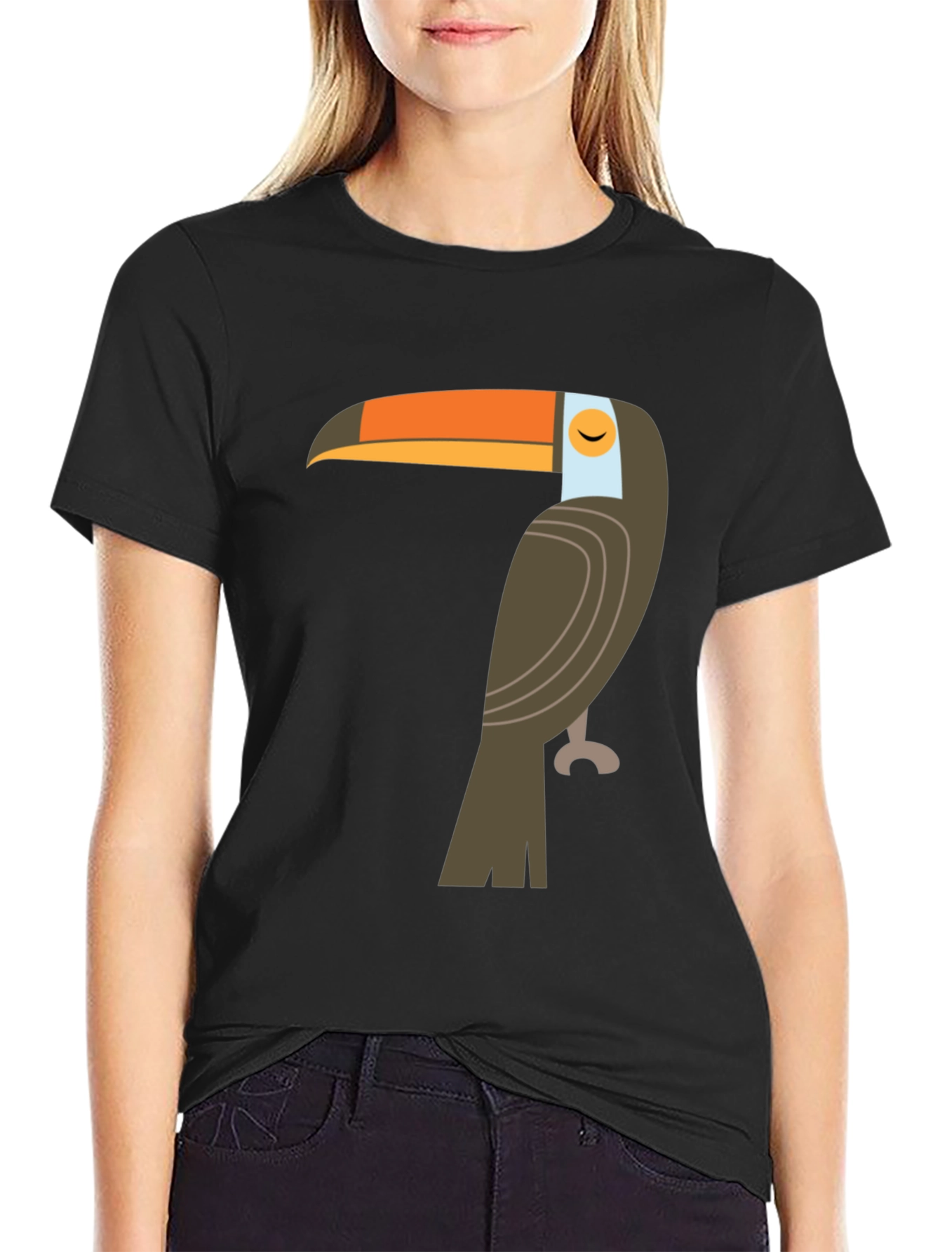 Camiseta Negra con Diseño de Tucán Tropical