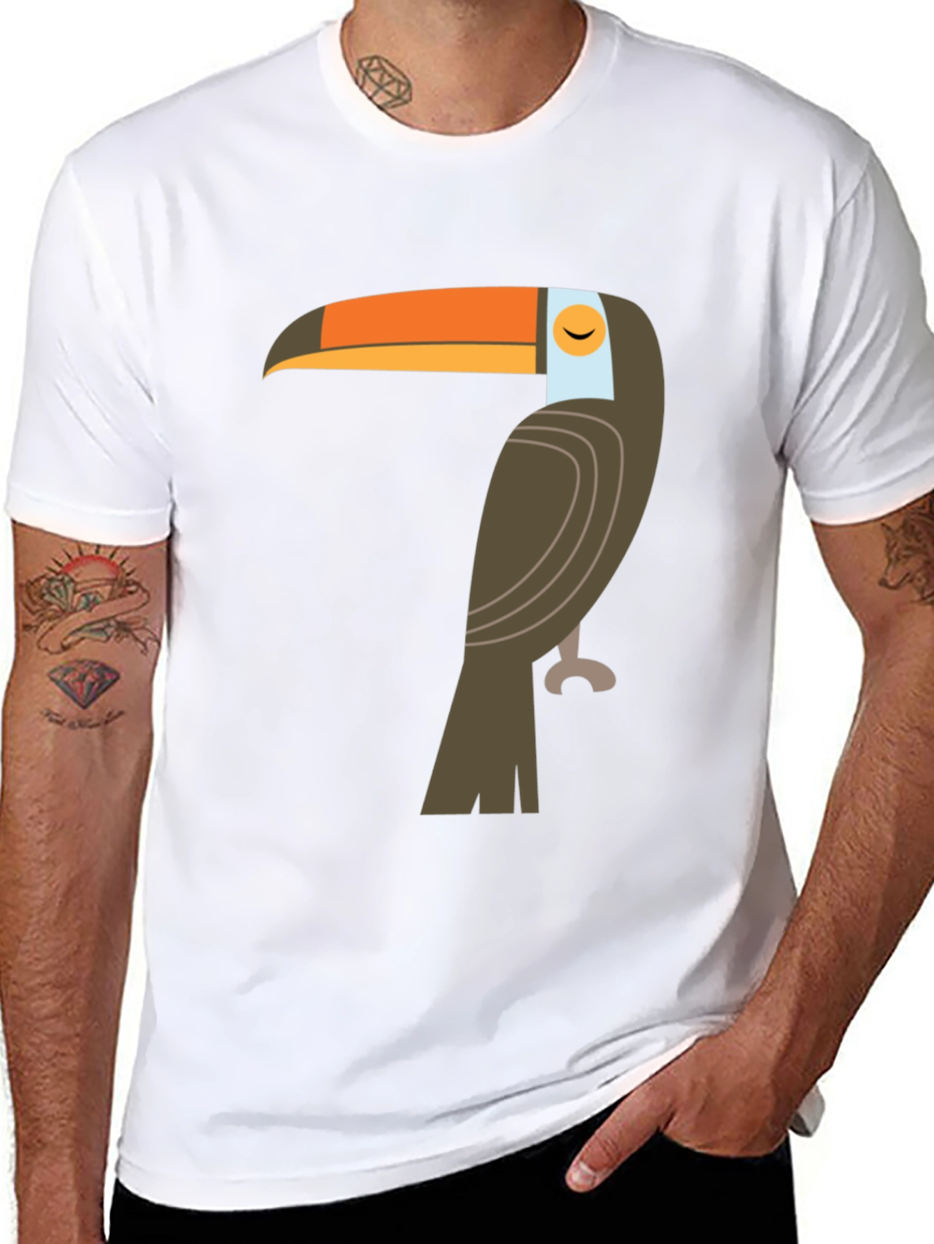 Camiseta Negra con Diseño de Tucán Tropical