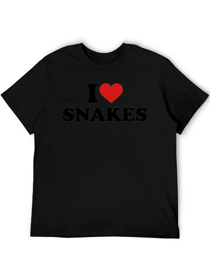 Camiseta Negra I Love Snakes para Amantes de Reptiles