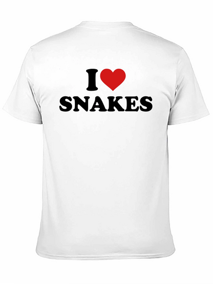 Camiseta Negra I Love Snakes para Amantes de Reptiles