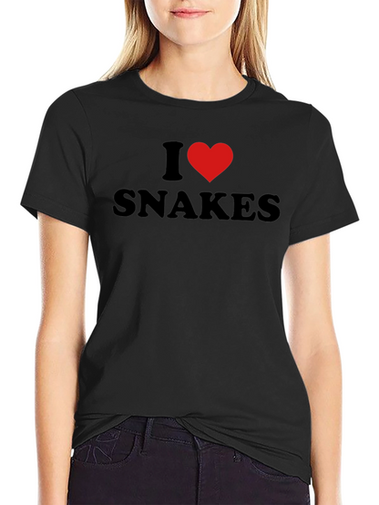 Camiseta Negra I Love Snakes para Amantes de Reptiles