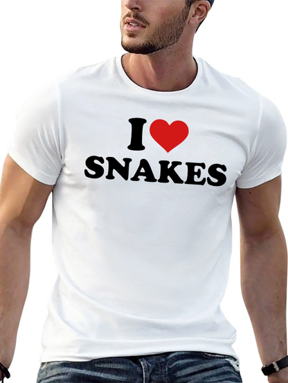 Camiseta Negra I Love Snakes para Amantes de Reptiles