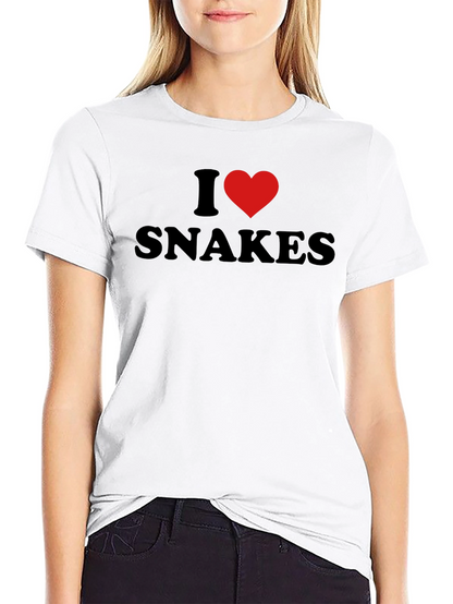 Camiseta Negra I Love Snakes para Amantes de Reptiles