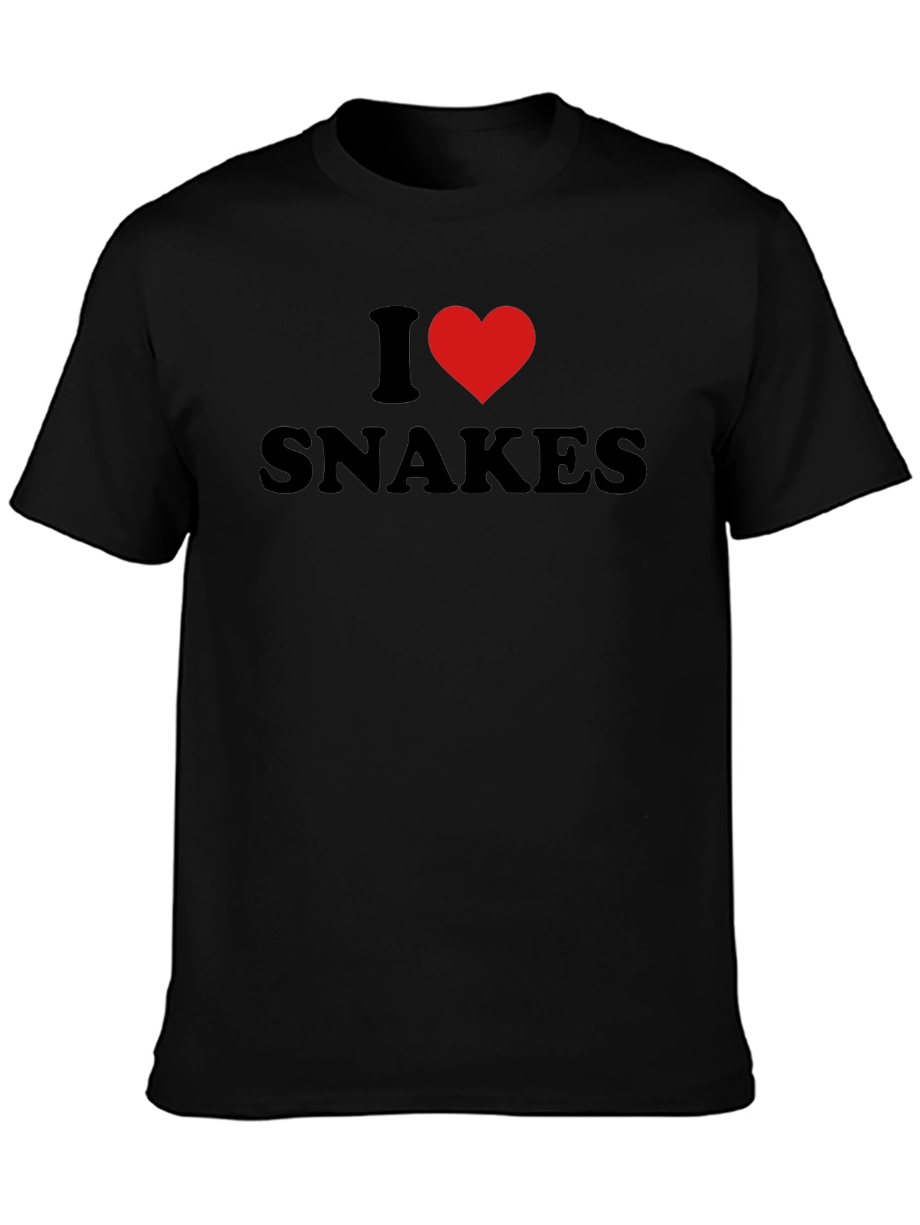 Camiseta Negra I Love Snakes para Amantes de Reptiles