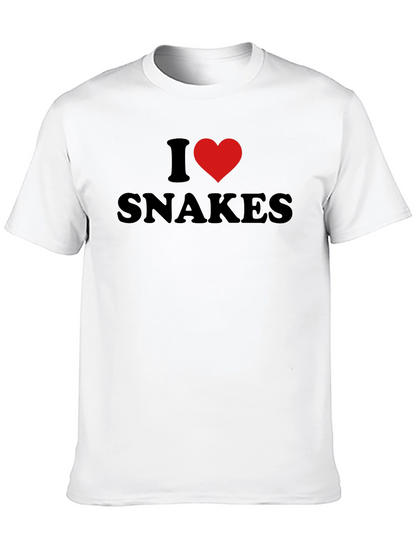 Camiseta Negra I Love Snakes para Amantes de Reptiles
