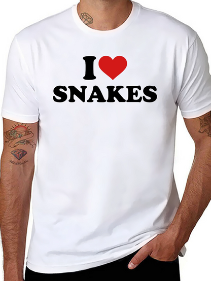 Camiseta Negra I Love Snakes para Amantes de Reptiles