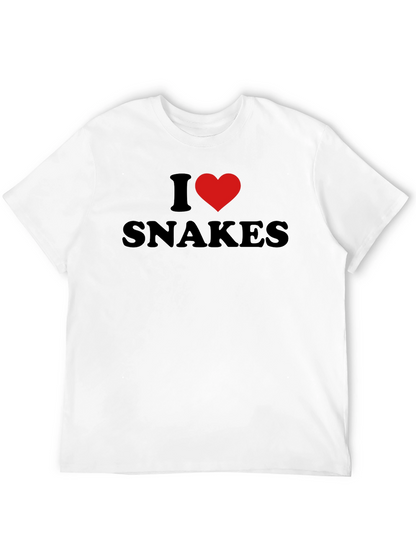 Camiseta Negra I Love Snakes para Amantes de Reptiles