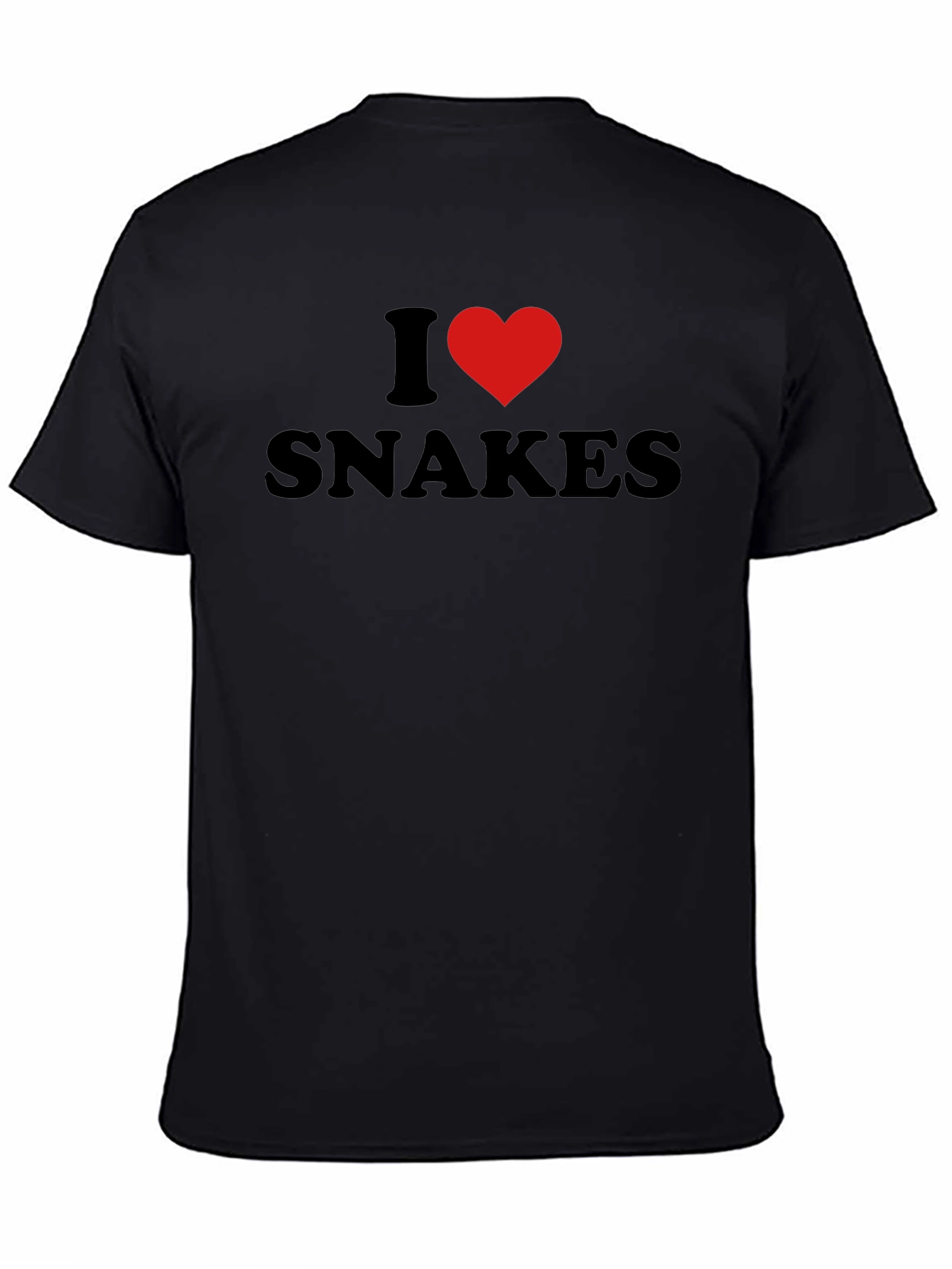 Camiseta Negra I Love Snakes para Amantes de Reptiles