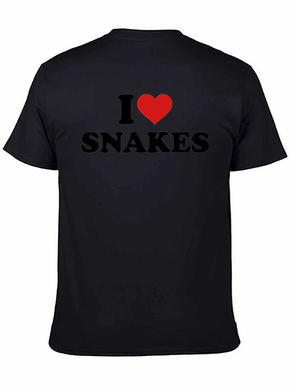 Camiseta Negra I Love Snakes para Amantes de Reptiles