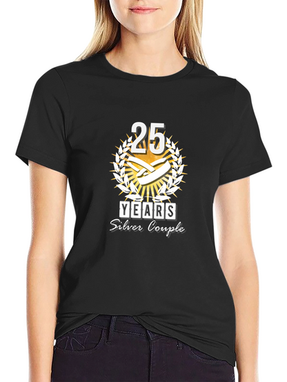Camiseta Negra Aniversario 25 Años Pareja Plata