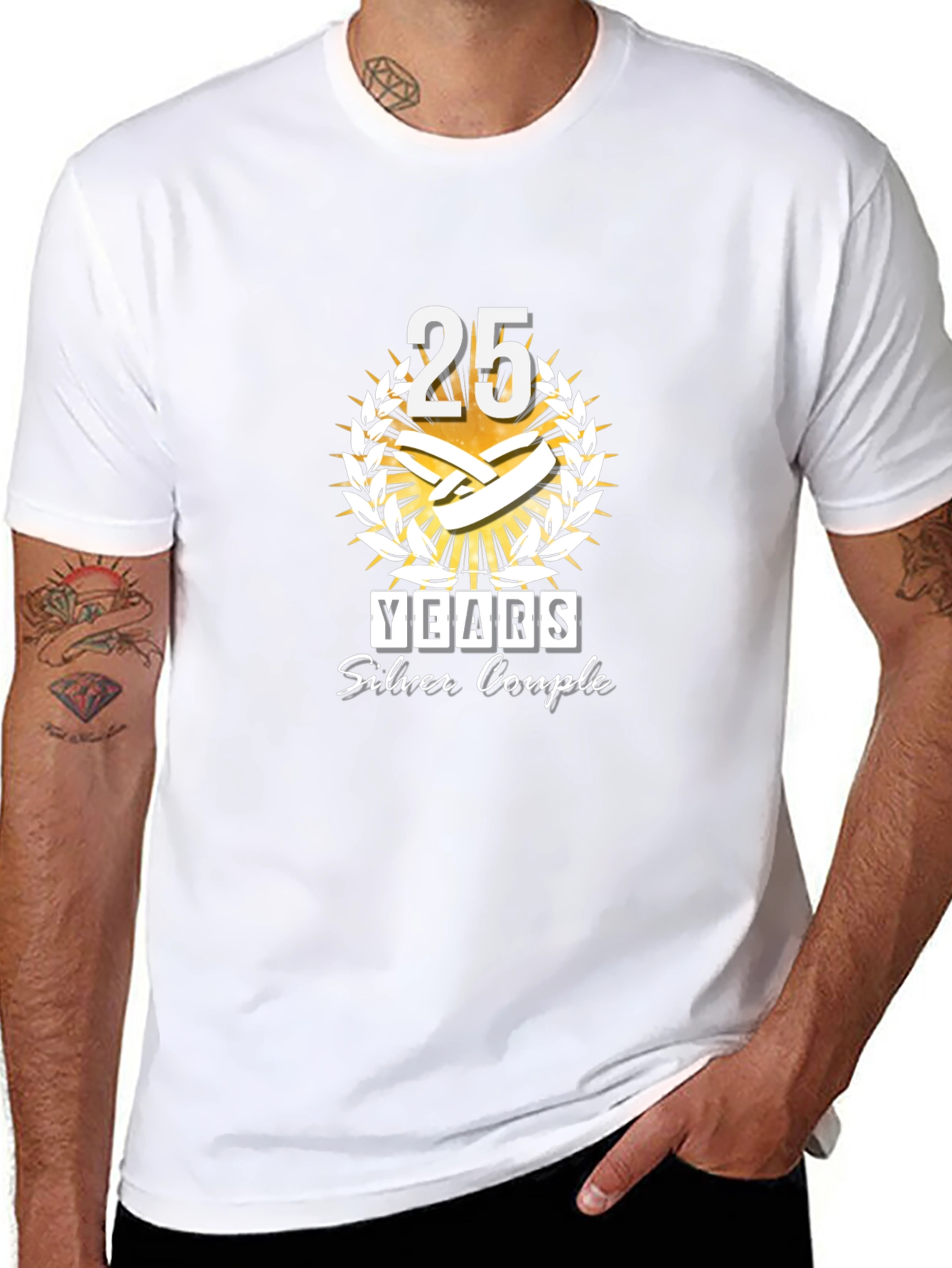 Camiseta Negra Aniversario 25 Años Pareja Plata