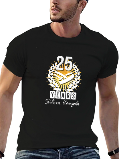 Camiseta Negra Aniversario 25 Años Pareja Plata