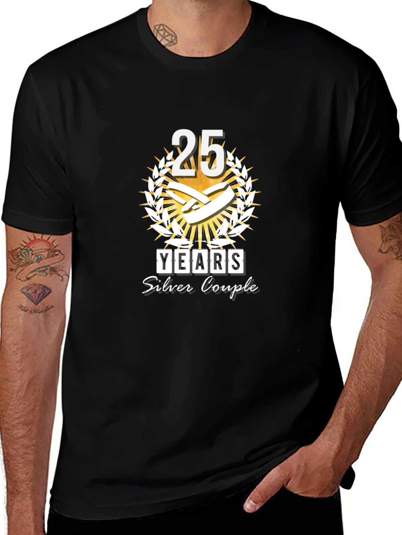 Camiseta Negra Aniversario 25 Años Pareja Plata