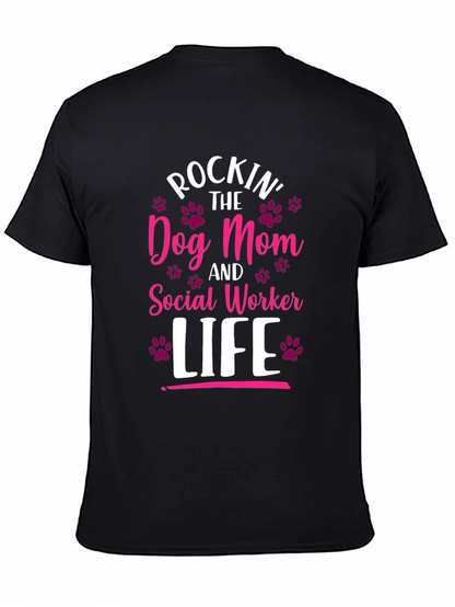 Camiseta Rockin Dog Mom y Social Worker Life