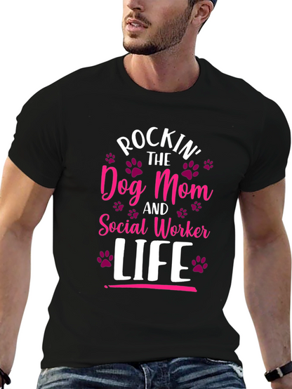 Camiseta Rockin Dog Mom y Social Worker Life