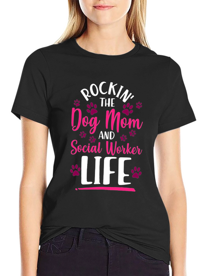Camiseta Rockin Dog Mom y Social Worker Life