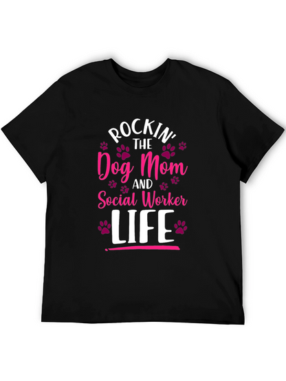 Camiseta Rockin Dog Mom y Social Worker Life