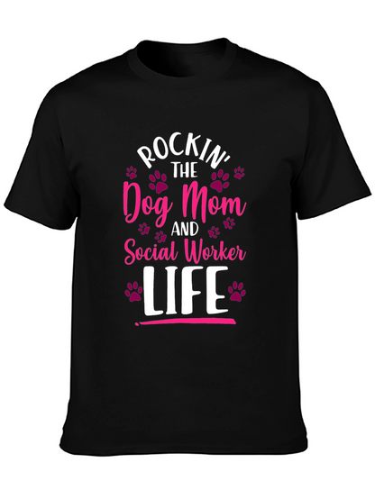 Camiseta Rockin Dog Mom y Social Worker Life