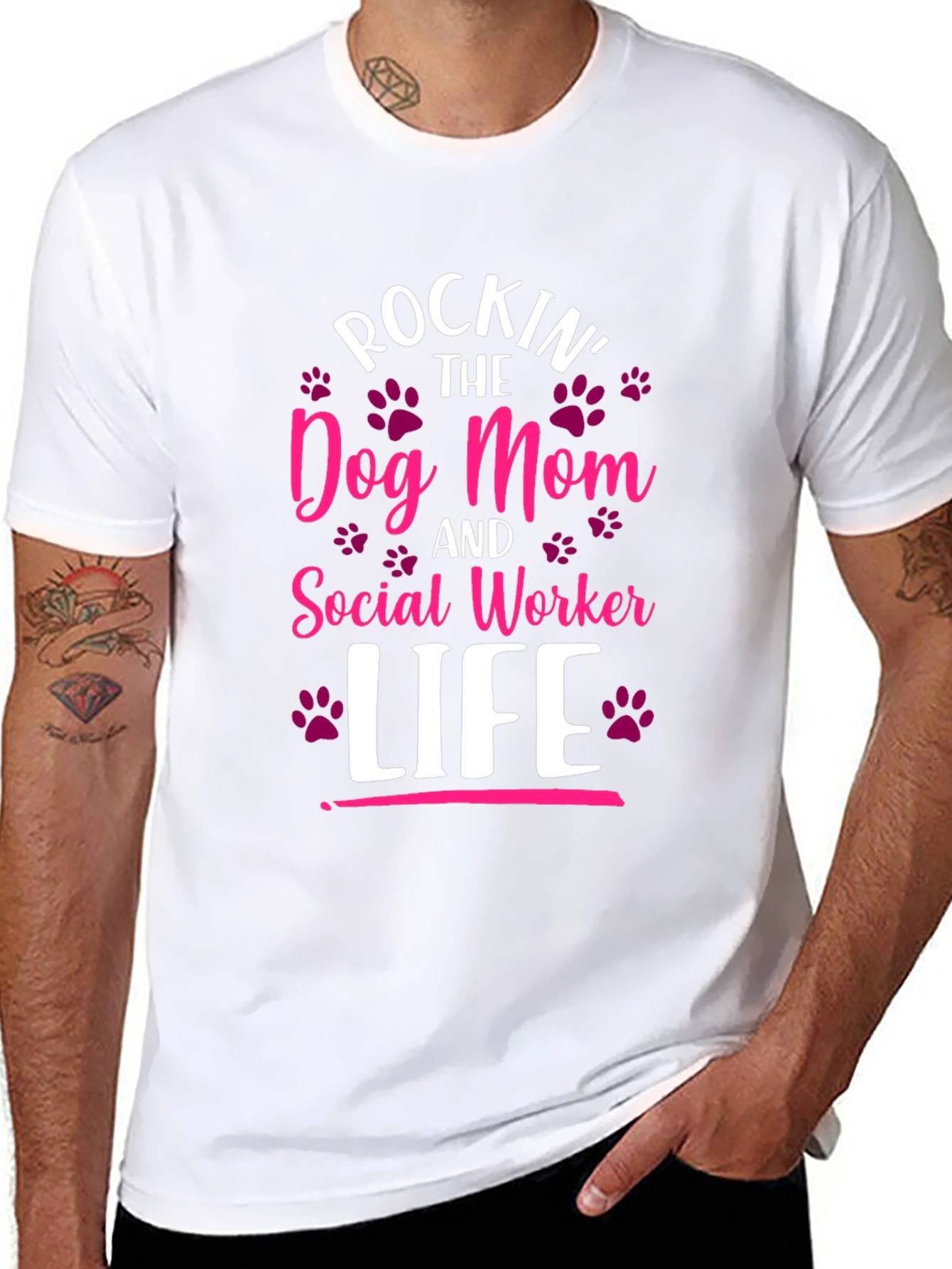 Camiseta Rockin Dog Mom y Social Worker Life