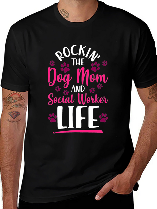 Camiseta Rockin Dog Mom y Social Worker Life