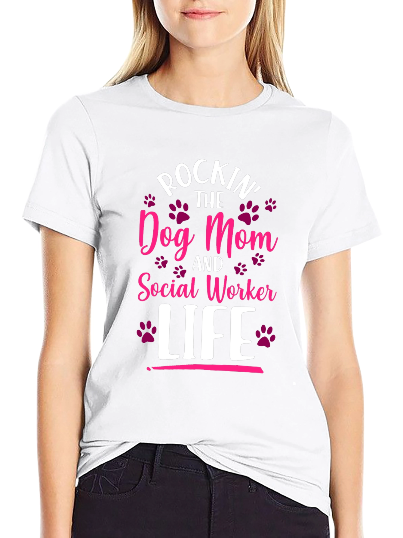 Camiseta Rockin Dog Mom y Social Worker Life