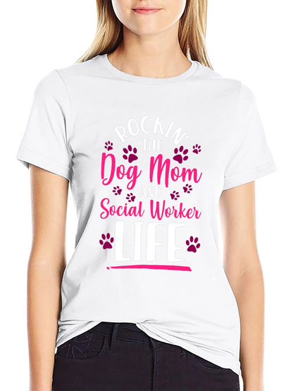 Camiseta Rockin Dog Mom y Social Worker Life