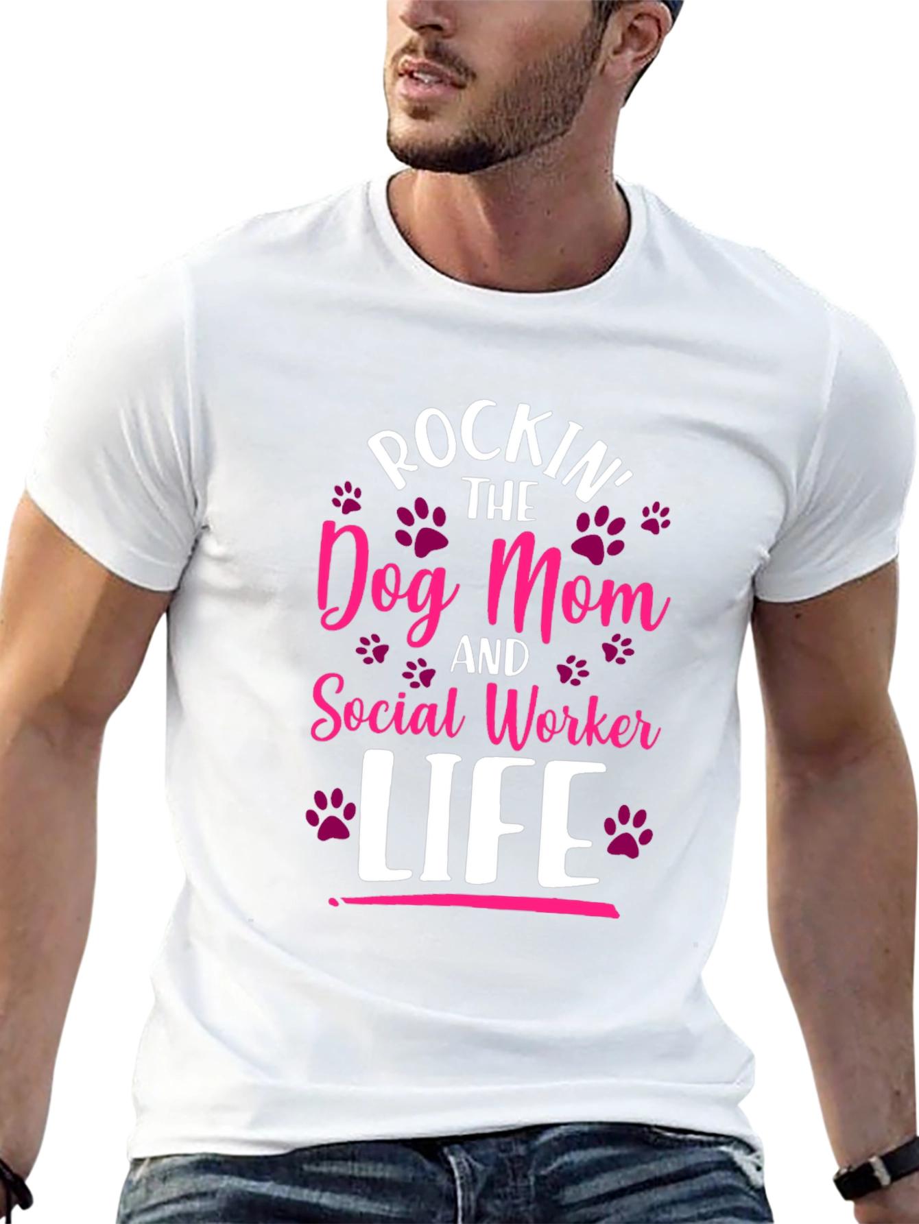 Camiseta Rockin Dog Mom y Social Worker Life