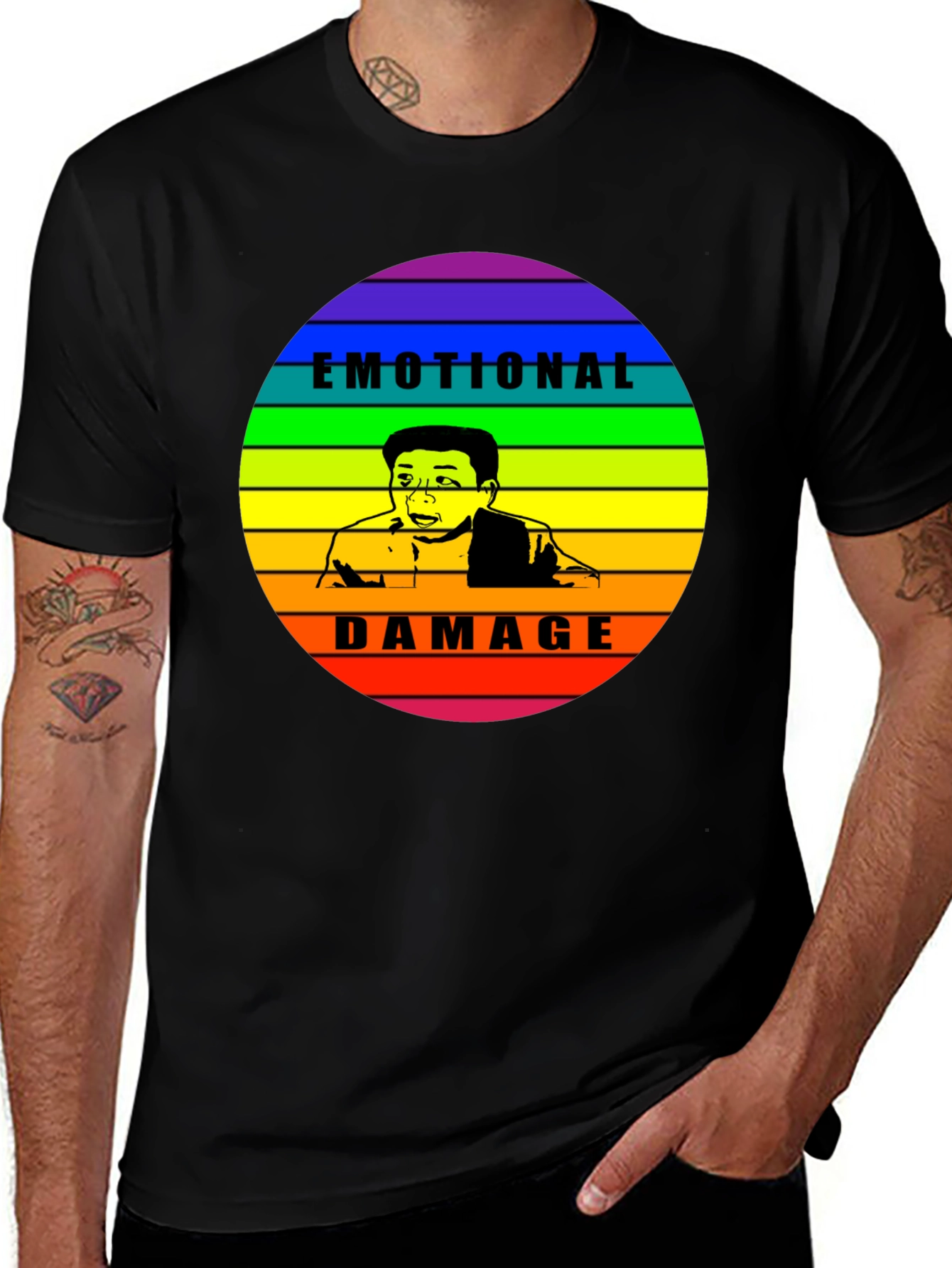 Camiseta Negra Emotional Damage con Diseño Gráfico
