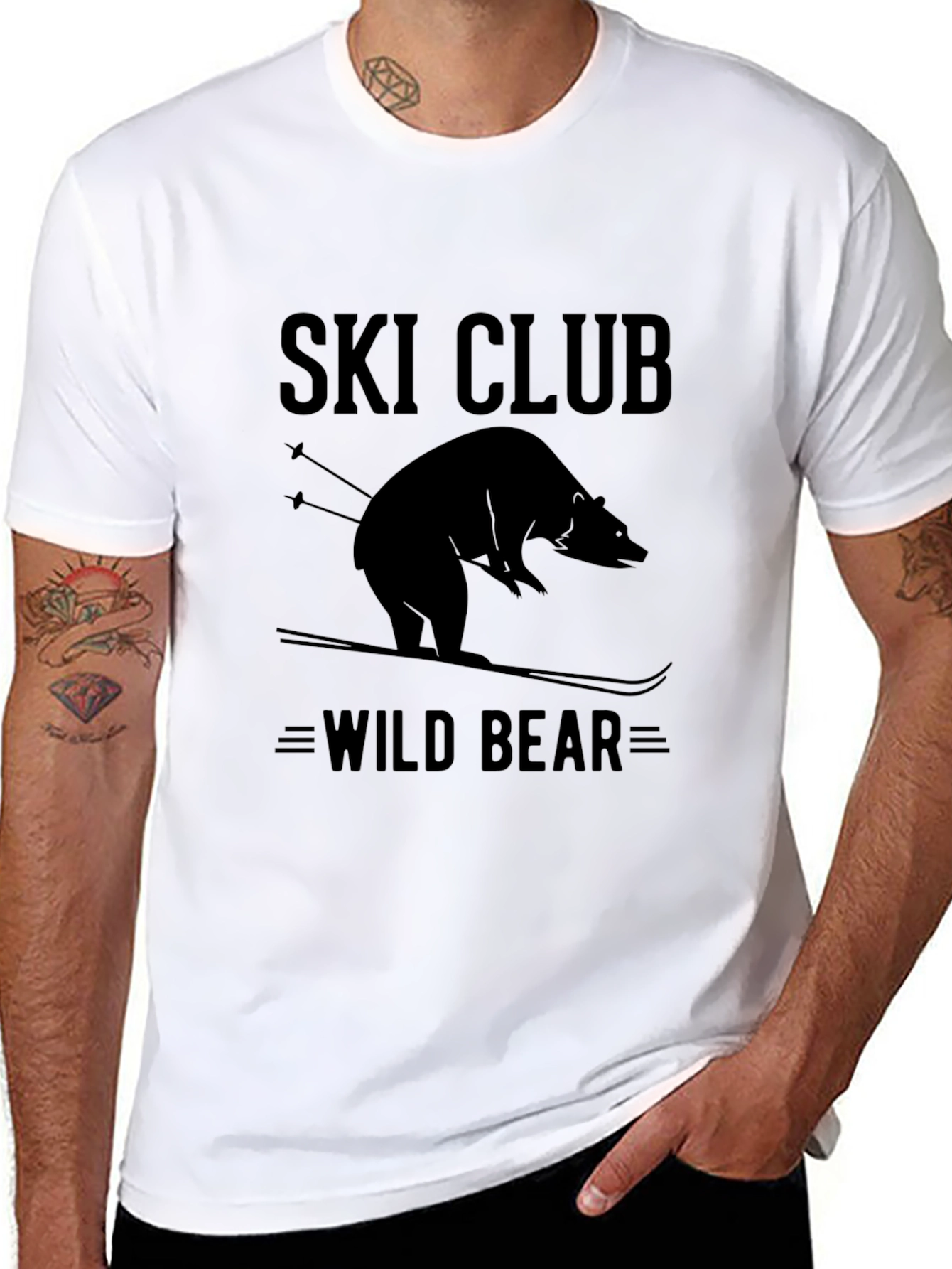 Camiseta Negra Ski Club Wild Bear para Hombre