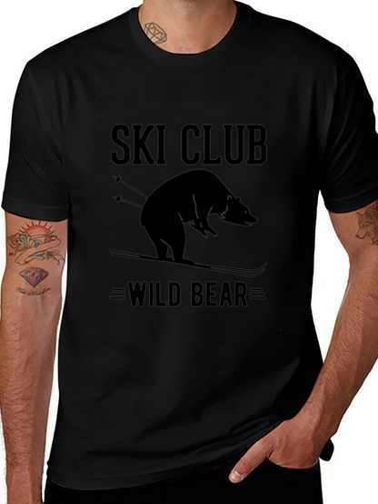 Camiseta Negra Ski Club Wild Bear para Hombre