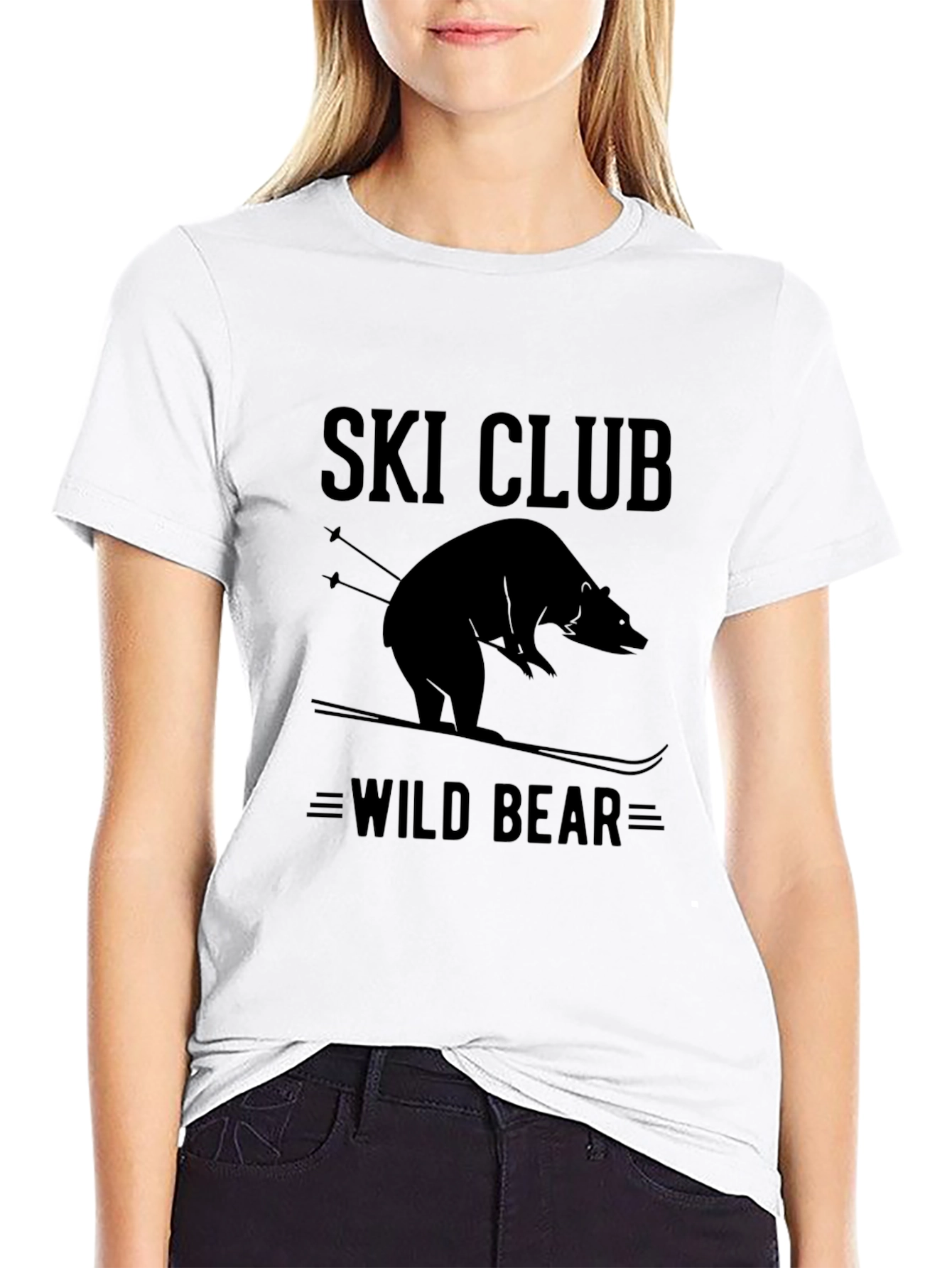 Camiseta Negra Ski Club Wild Bear para Hombre