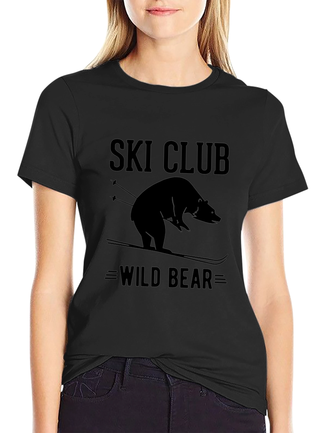 Camiseta Negra Ski Club Wild Bear para Hombre