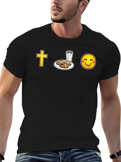 Camiseta Negra: Fe + Galletas = Felicidad