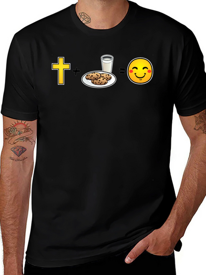 Camiseta Negra: Fe + Galletas = Felicidad