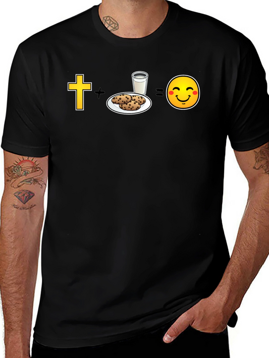 Camiseta Negra: Fe + Galletas = Felicidad