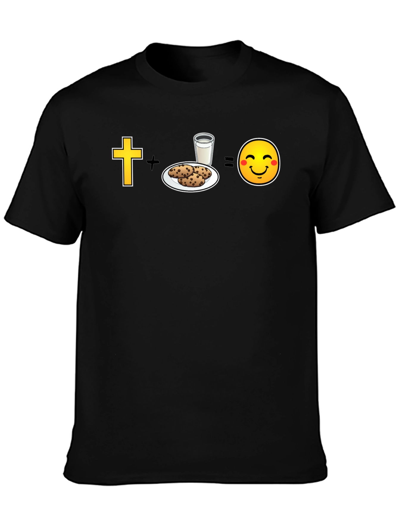 Camiseta Negra: Fe + Galletas = Felicidad