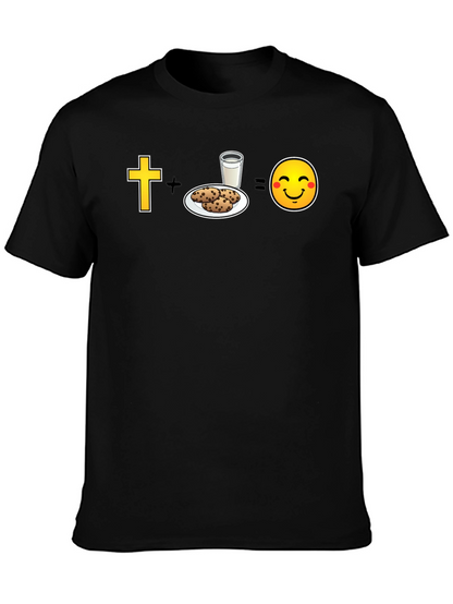 Camiseta Negra: Fe + Galletas = Felicidad