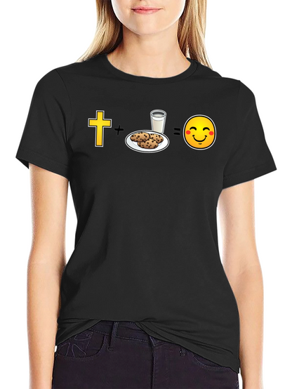 Camiseta Negra: Fe + Galletas = Felicidad