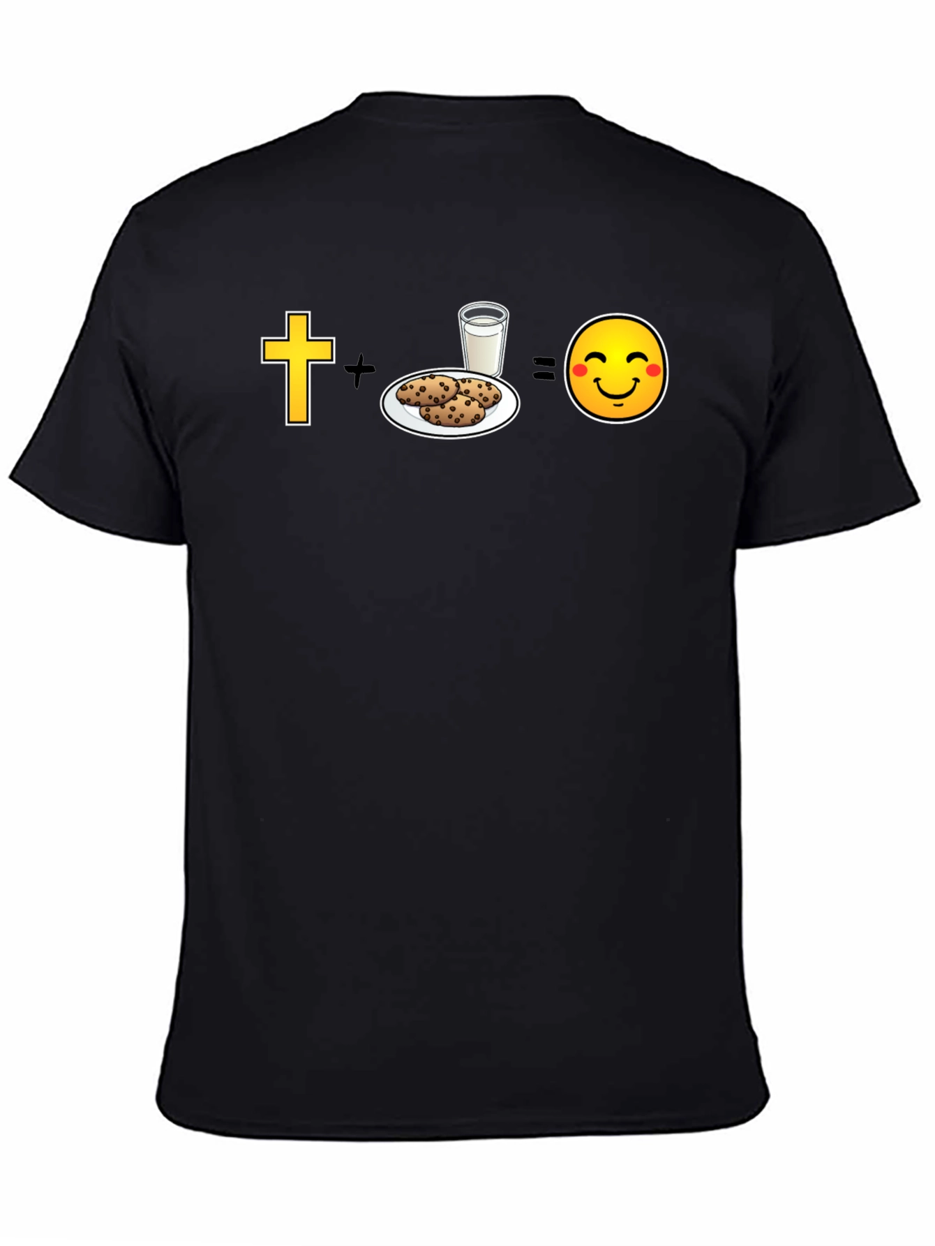 Camiseta Negra: Fe + Galletas = Felicidad