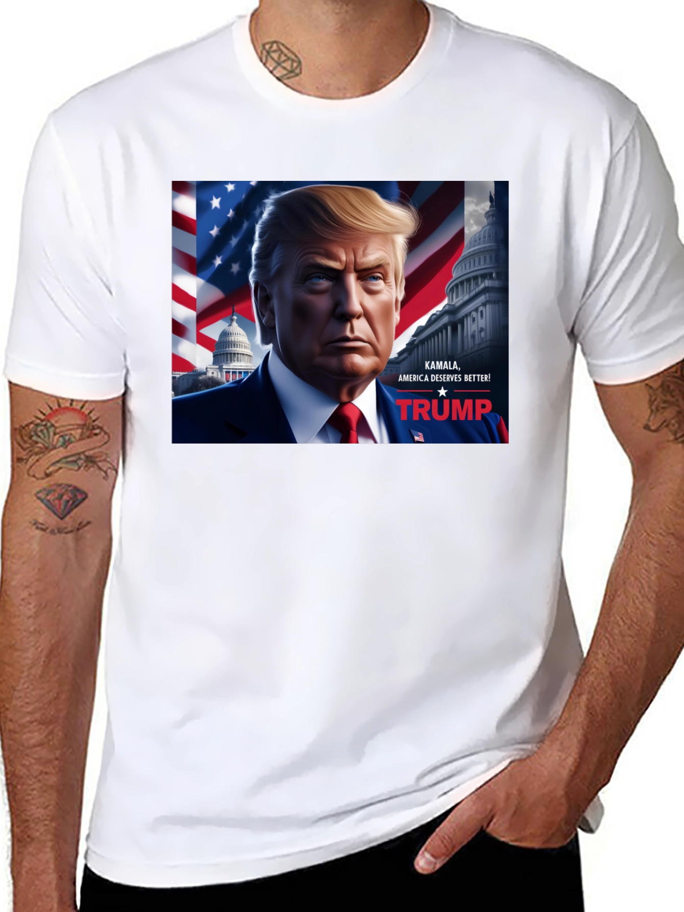 Camiseta Negra Trump: Kamala America Deserves Better!