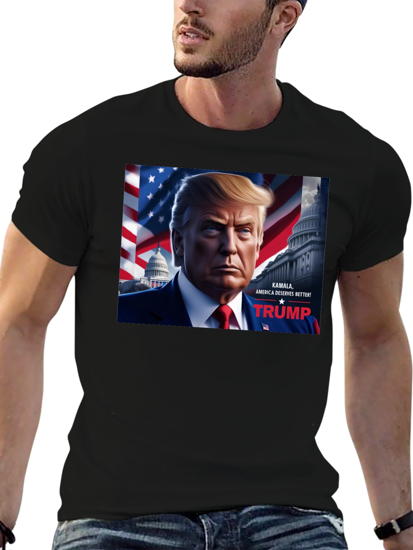Camiseta Negra Trump: Kamala America Deserves Better!