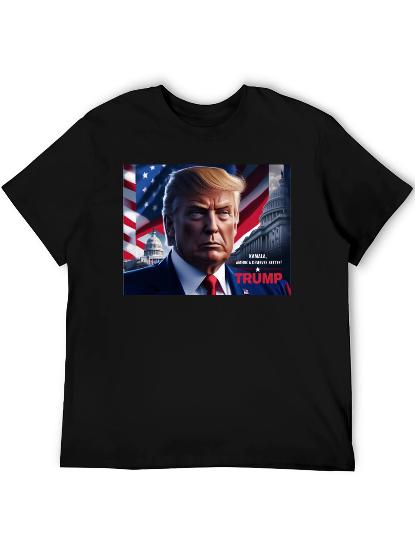 Camiseta Negra Trump: Kamala America Deserves Better!