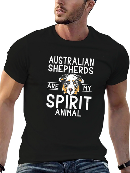 Camiseta Negra con Diseño de Pastor Australiano