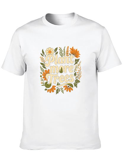 Camiseta Negra con Diseño Floral Planta más árboles